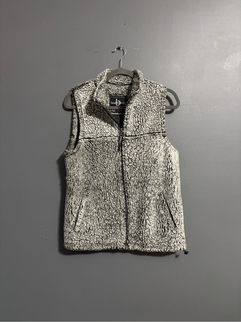Boxercraft Women's Gray sherpa Full Zip preppy western fall cozy Vest Size M